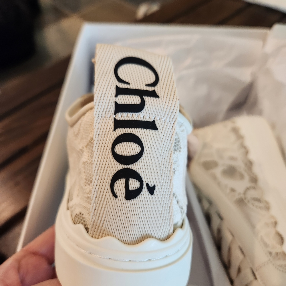Chloe Lauren Beige Lace Sneakers